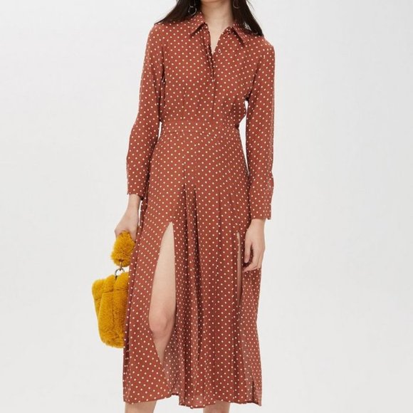 topshop petite spot pleated shirt dress